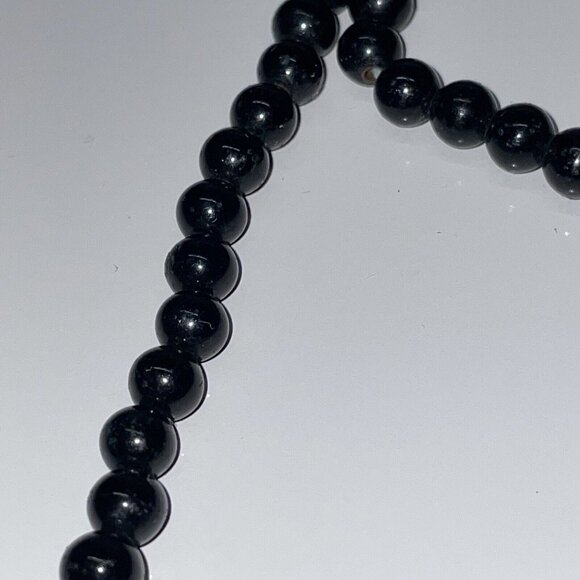RARE Vintage Black Stacked Snake Beads Long Necklace Unique!   SL17 - Picture 5 of 15